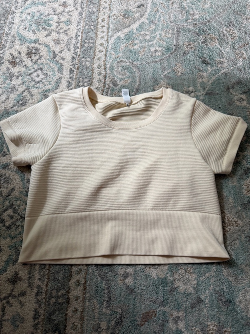 Aerie Cream Ribbed crop top size large